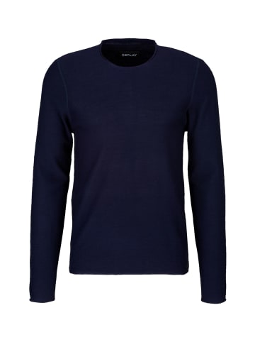 Replay Wollpullover Rundhalsausschnitt in blau