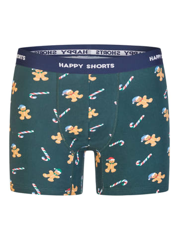 Happy Shorts Boxer Christmas in green/ navy Gingerbreadmen