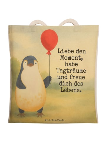 Mr. & Mrs. Panda Tote Bag Pinguin Luftballon Design mit Spruch in Weiß
