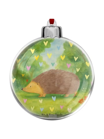 Mr. & Mrs. Panda Weihnachtsanhänger Igel Herzen Design ohne Spruch in Weiß