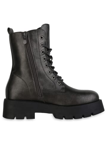 VAN HILL Schnürstiefeletten Arabella in Grau Metallic