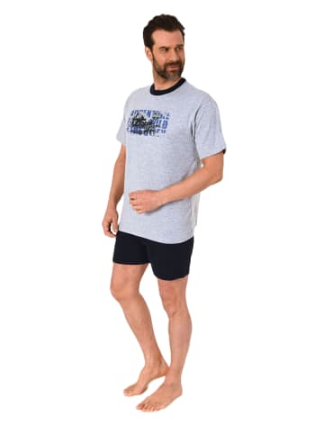 NORMANN kurzarm Schlafanzug Shorty Pyjama - 77282 in blau