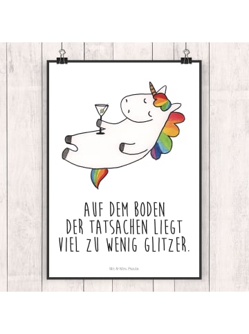 Mr. & Mrs. Panda Poster Einhorn Blümchentail mit Spruch in Weiß