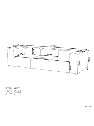 Beliani Modulsofa FALSTERBO in Grün - (W) 278 x (H) 70 x (L) 105 cm