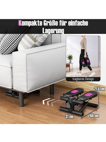 COSTWAY Mini-Stepper mit Widerstandbändern in Schwarz