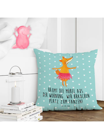 Mr. & Mrs. Panda Dekokissen Sofa Fuchs Ballerina mit Spruch in Türkis Pastell