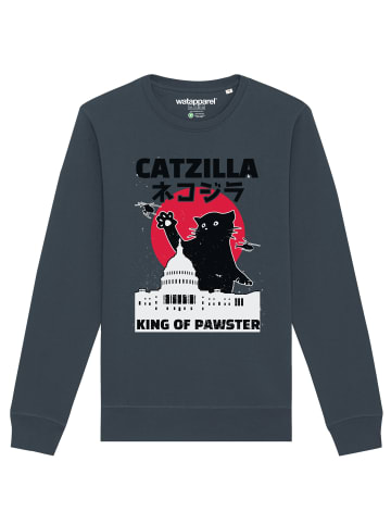 wat? Apparel Sweatshirt Catzilla in India Ink Grey