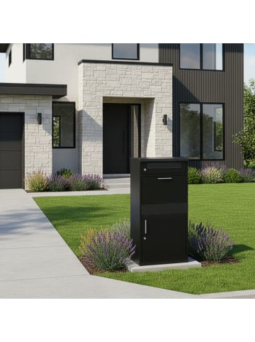 relaxdays Briefkasten in Schwarz - (B)50 x (H)112 x (T)37 cm