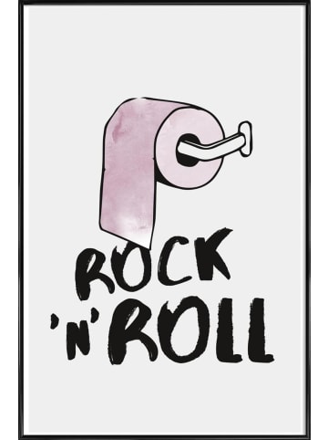 Juniqe Poster in Kunststoffrahmen "Rock 'n' Roll" in Rosa & Schwarz