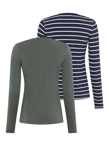 Kangaroos Langarmshirt in marine gestreift/salbeigrün