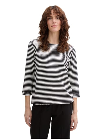 Tom Tailor Geripptes Langarmshirt mit Rundhalsausschnitt und Kordelzug in Navy