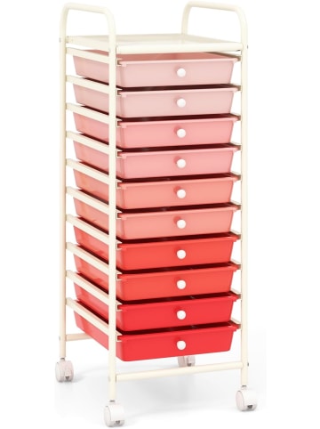 COSTWAY Rollcontainer in Rosa