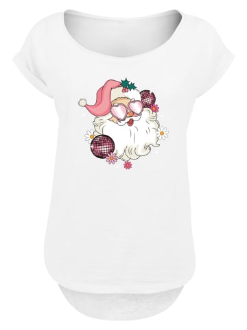 F4NT4STIC Long Cut T-Shirt Pink Retro Disco Santa Weihnachten in weiß