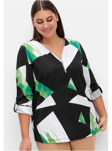 sheego Langarmshirt in schwarz gemustert