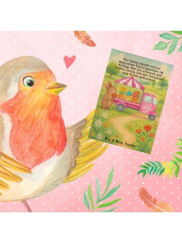 Mr. & Mrs. Panda Glückwunschkarte Osterhase Blumenwagen Design m... in Weiß