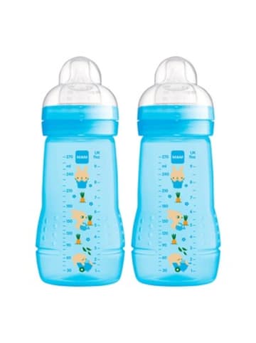 MAM 2er-Pack Babyflaschen Easy Active, Weithals, 270 ml, ab 0M in Blau