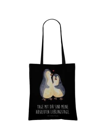 Mr. & Mrs. Panda Dokumententasche Pinguin umarmen mit Spruch in Schwarz