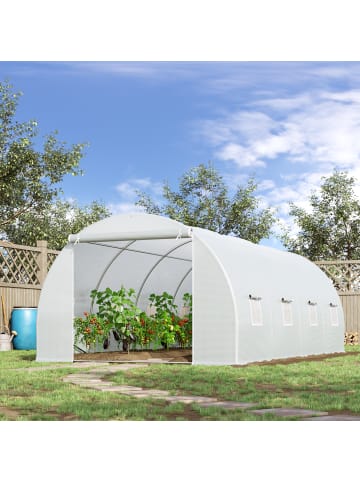 Outsunny Gewächshaus,595L x 300B x 200H cm,Weiß