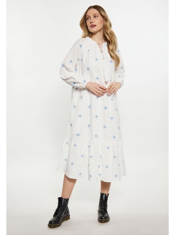 DreiMaster Damen Kleid in Wollweiss Blau