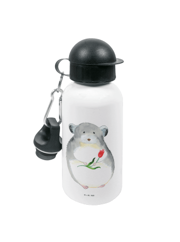 Mr. & Mrs. Panda Kindertrinkflasche Chinchilla Blume ohne Spruch in Weiß