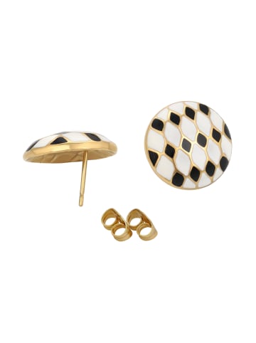 faina Women Stud Earrings in Gold Black White