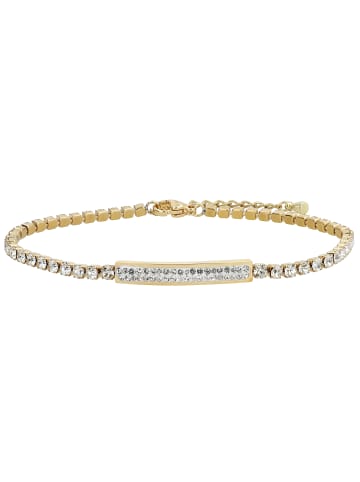 Adeliás Damen Armband aus Edelstahl mit Strass Steinchen 16 cm in gold