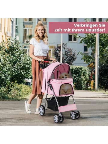 COSTWAY Hundewagen Haustiere Buggy in Rosa