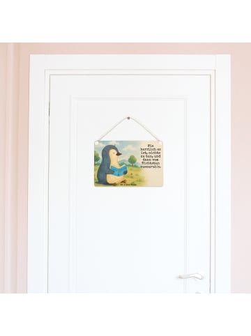 Mr. & Mrs. Panda Schild Pinguin Buch Design mit Spruch in Weiß