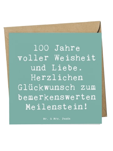 Mr. & Mrs. Panda Einladungskarte Spruch 100. Geburtstag mit Spruch in Meeresbrise