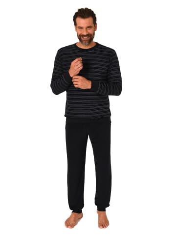 NORMANN langarm Frottee Schlafanzug Pyjama Bündchen - 83313 in anthrazit