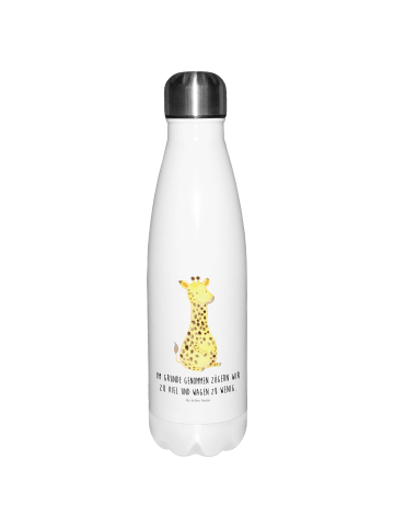 Mr. & Mrs. Panda Thermosflasche Giraffe Zufrieden mit Spruch in Weiß