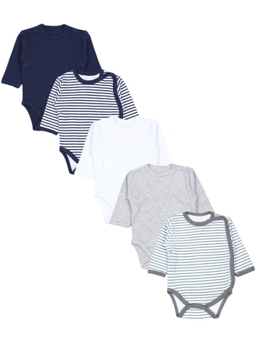 TupTam Baby Langarm Wickelbody im 5er Set in blau/grau