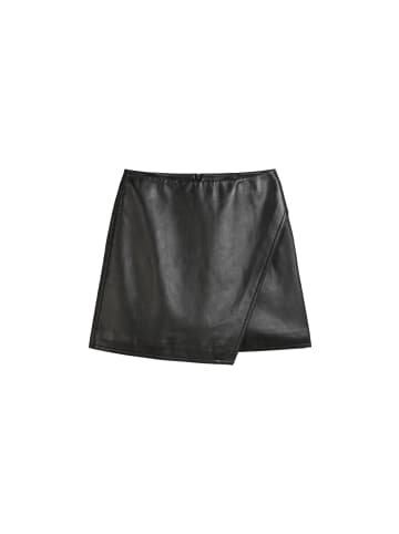 Marc O'Polo DENIM Ausgestellter Lederminirock im Wickel-Stil in Schwarz