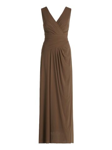 Vera Mont Abendkleid mit V-Ausschnitt in Brown Diamond