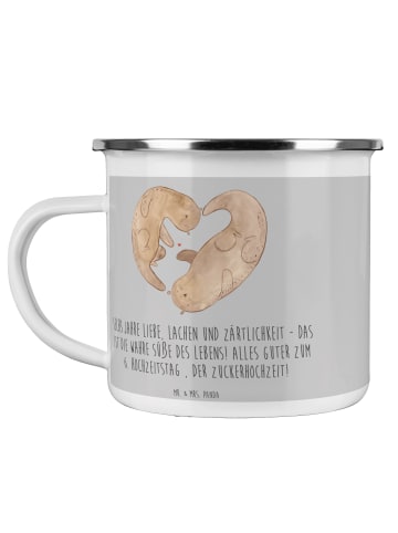 Mr. & Mrs. Panda Reisebecher 6. Hochzeitstag Zuckerhochzeit mit ... in Heather Grey