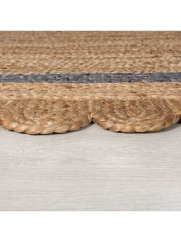 KADIMA DESIGN Jute-Teppich Naturfaser PLYM Geometrisch Boho Wohnzimmer in Braun-Grau