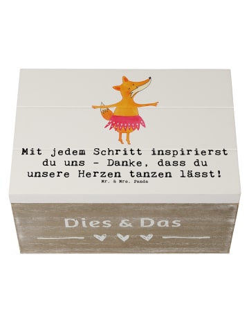 Mr. & Mrs. Panda Holztruhe Tanzen Trainerin Herz mit Spruch in Weiß