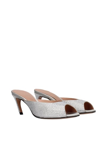 The Attico Grau Satin Stiletto Absatz Sandalen