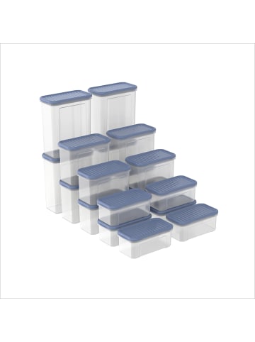 Rotho DOMINO Frischhaltedosen Set 18-teilig luftdicht mit Deckel in Horizon Blue