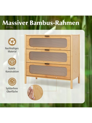 COSTWAY Kommode mit 3 Schubladen in Hellbraun