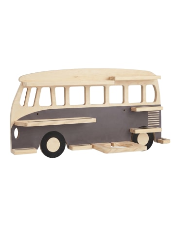 relaxdays Toniebox Regal "Bus" in Natur/ Grau - (B)54 x (H)27 x (T)15 cm