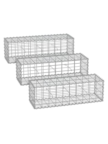 SONGMICS 3er-Set: Gabione in Silber - (B)100 x (H)30 x (T)30 cm