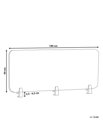 Beliani Schreibtischtrennwand WALLY in Grau - (W) 180 x (H) 40 x (L) 2 cm