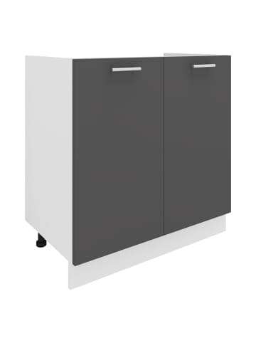 VCM  Spülenschrank Küche Breite 80 cm Esilo in Weiß / Anthrazit