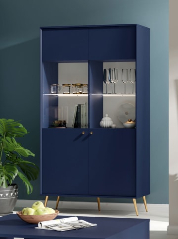 Feldmann-Wohnen Vitrine Rose marineblau 105,5 / 40,5 / 191cm mit Beleuchtung