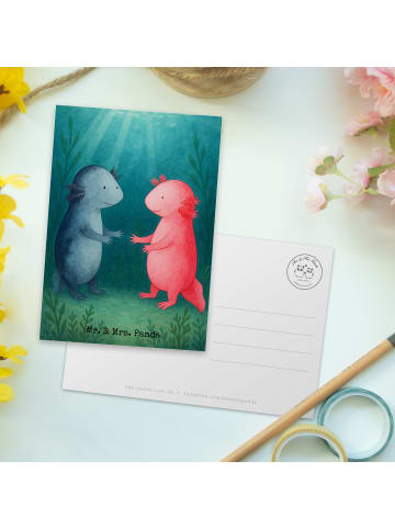 Mr. & Mrs. Panda Postkarte Axolotl Liebe Design ohne Spruch in Weiß