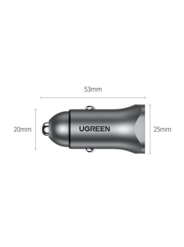 Ugreen Autoladegerät USB Type C / USB 24W Power Delivery Quick Charge in Grau in Grau