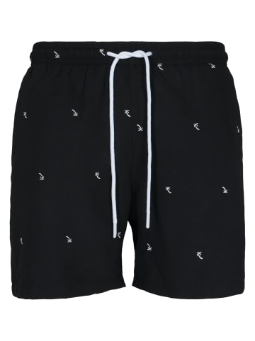 Urban Classics Badeshorts in black/palmtree