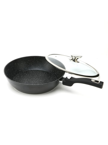 Cheffinger Aluguss Wok Bratpfanne Ø30cm mit Deckel in Schwarz