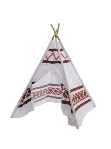 MARELIDA Tipi Kinderzelt Spielzelt in weiß, braun - H: 155cm